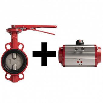 Затвор дисковый поворотный двойного действия RUSHWORK 201 межфланцевый, корпус чугун, диск нержавеющая сталь, PN16