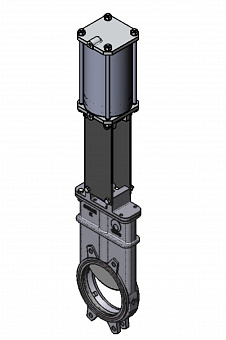Задвижка шиберная СМО K-02-DA-E нержавеющая сталь межфланцевая с пневмоприводом двойного действия PN3 – PN10