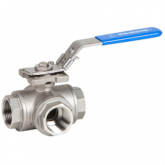 Кран шаровой стандартнопроходной трехходовой GENEBRE 2040 нерж. сталь резьбовой PN63 тип L