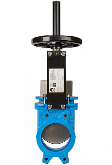 Задвижка шиберная СМО A-01-HW-E чугунная межфланцевая штурвал PN3 – PN10