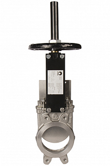Задвижка шиберная СМО A-02-HW-E нержавеющая межфланцевая штурвал PN4 – PN10