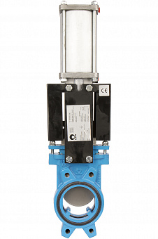 Задвижка шиберная СМО A-01-DA-M чугунная межфланцевая с пневмоприводом PN2 – PN10