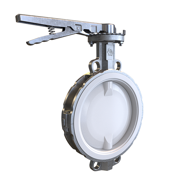 Затвор дисковый поворотный RUSHWORK 222, ручное управление, межфланцевый, корпус чугун, диск нержавеющая сталь, PN16