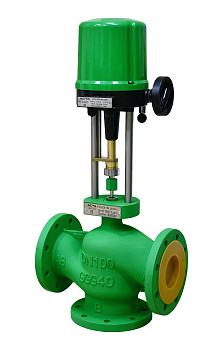 Клапан регулирующий 3-х ходовой АСТА Р323 ТЕРМОКОМПАКТ с электроприводом ЭПР чугунный фланцевый PN16