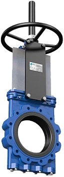 Задвижка шиберная Valstok GL-01-HW(N)-NR чугунная межфланцевая с невыдвижным штоком и штурвалом/редуктором PN10