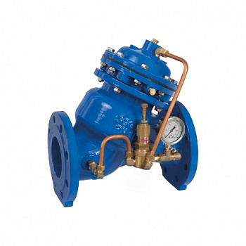 Угловой регулятор давления «после себя» с пилотным управлением АСТА серии Р03/02 чугунный фланцевый PN16/25