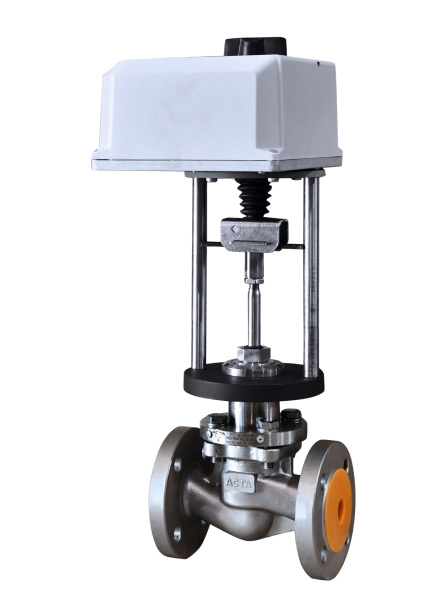 2-х ходовые регулирующие клапаны с электроприводами из нержавеющей стали АСТА серии Р143 фланцевые PN40